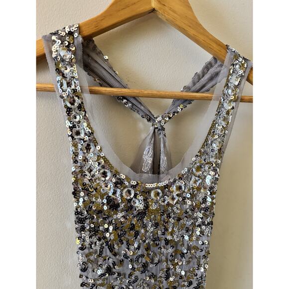 Sequin Mesh Cross Back Sleeveless silver XS Swiftie Reputation Indie Sleaze Y2K - Picture 11 of 11